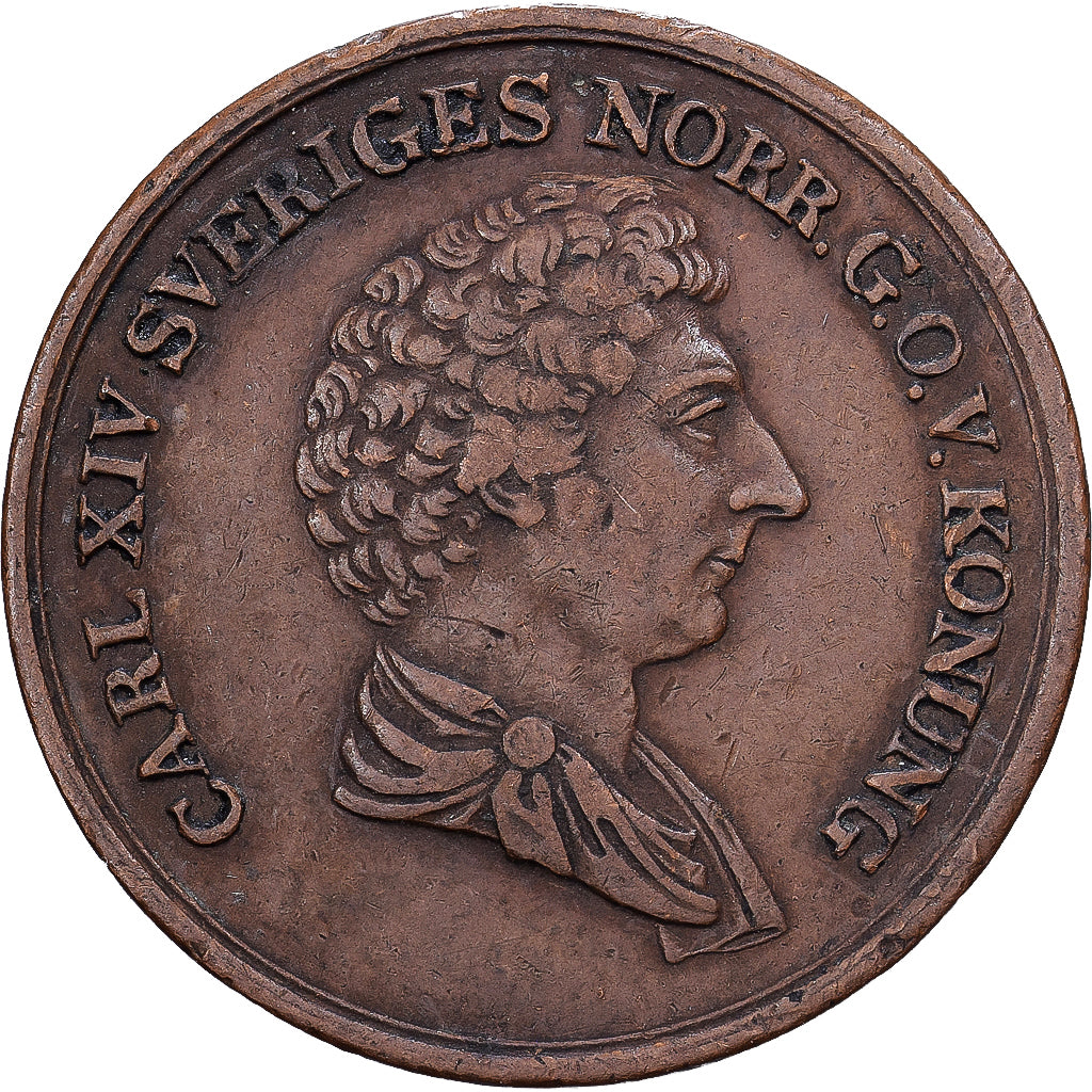 Sweden, Carl XIV Johan, 2/3 Skilling, 1836, Stockholm, Copper, AU(55-58), KM:641