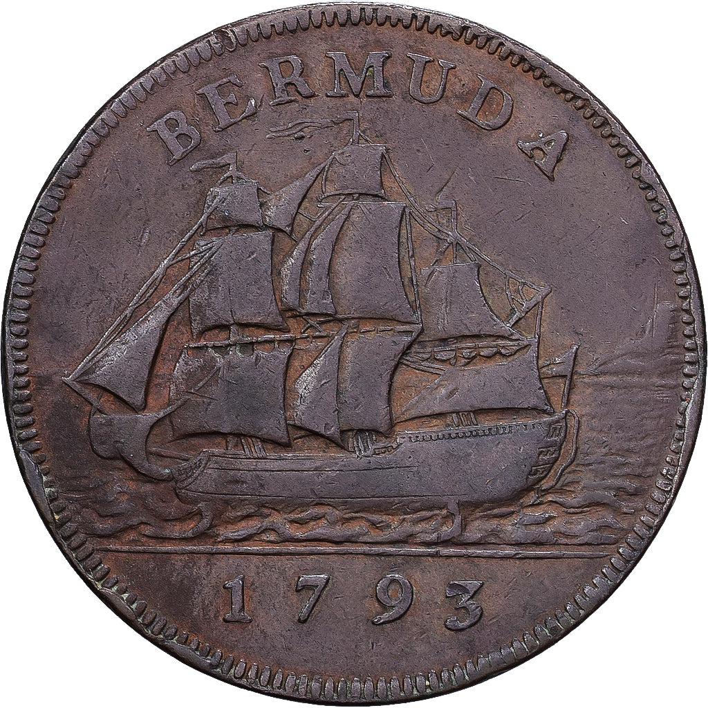 Bermuda, George III, Penny, 1793, Miedź, VF(30-35), KM:5
