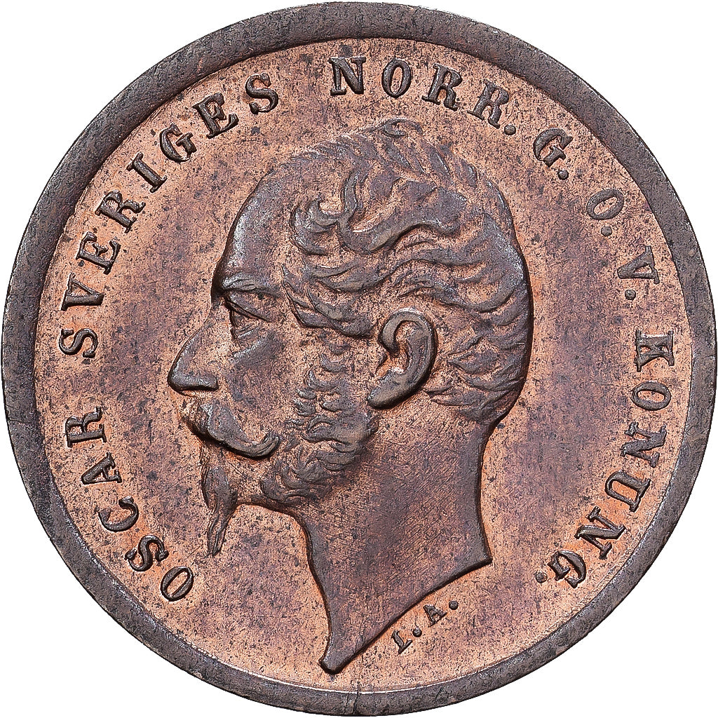 Sweden, Oscar I, Ore, 1858, Bronze, MS(60-62), KM:687