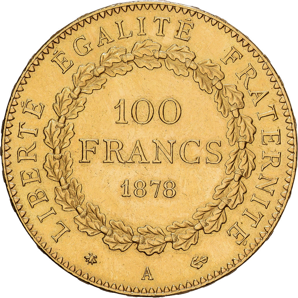 France, 100 Francs, Génie, 1878, Paris, Gold, AU(55-58), KM:832