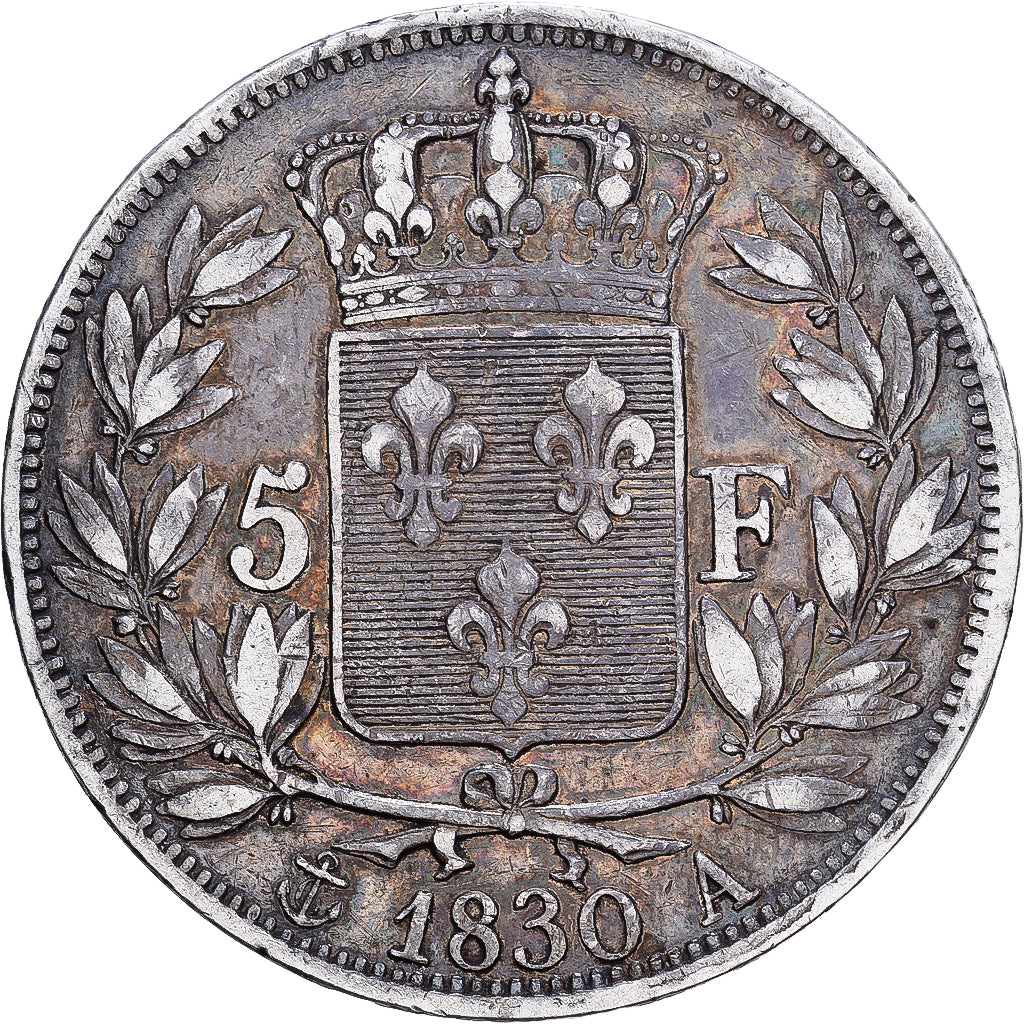 France, 5 Francs, Charles X, 1830, Paris, Silver, VF(30-35), KM:728.1