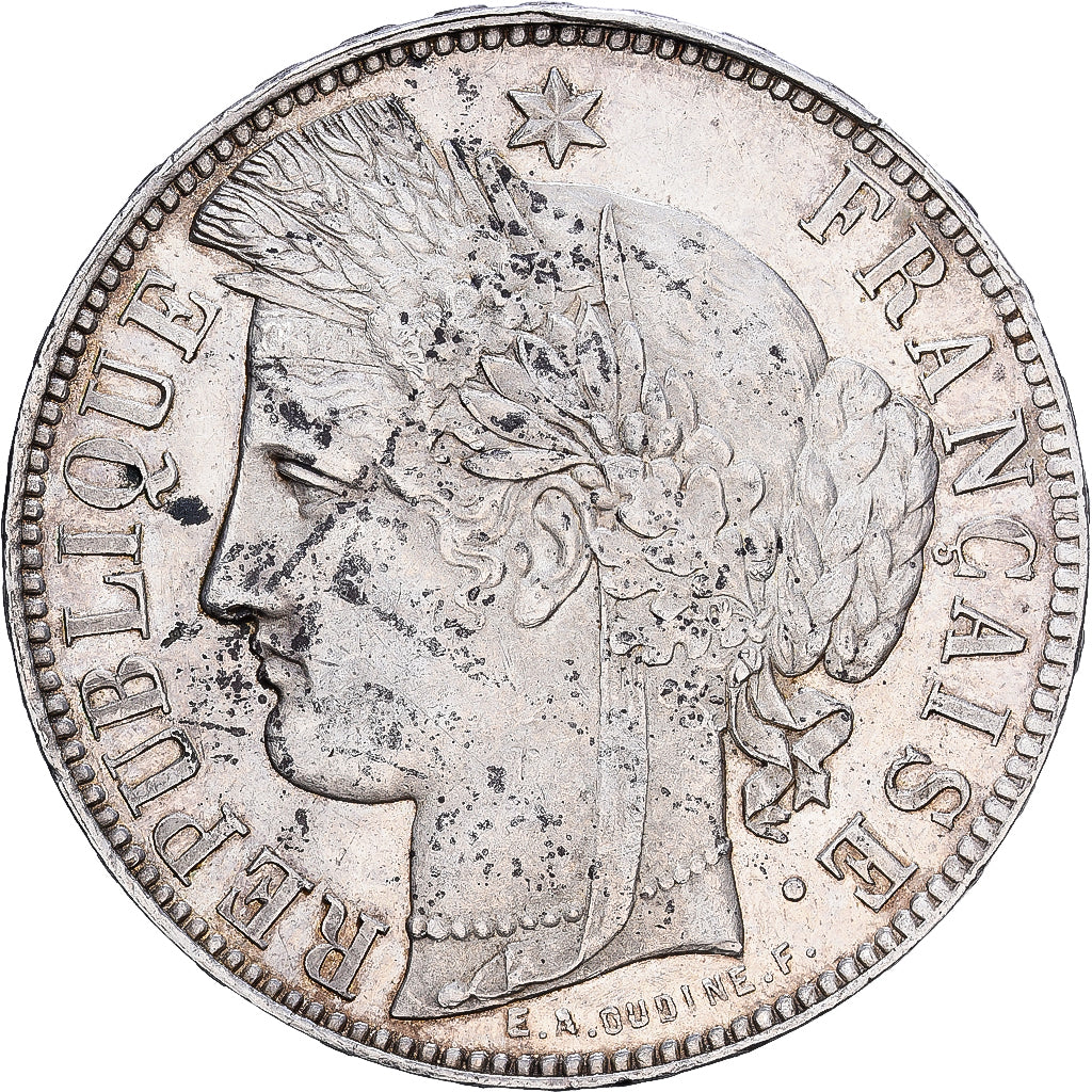 France, 5 Francs, Cérès, 1871, Bordeaux, Silver, AU(50-53), KM:818.2