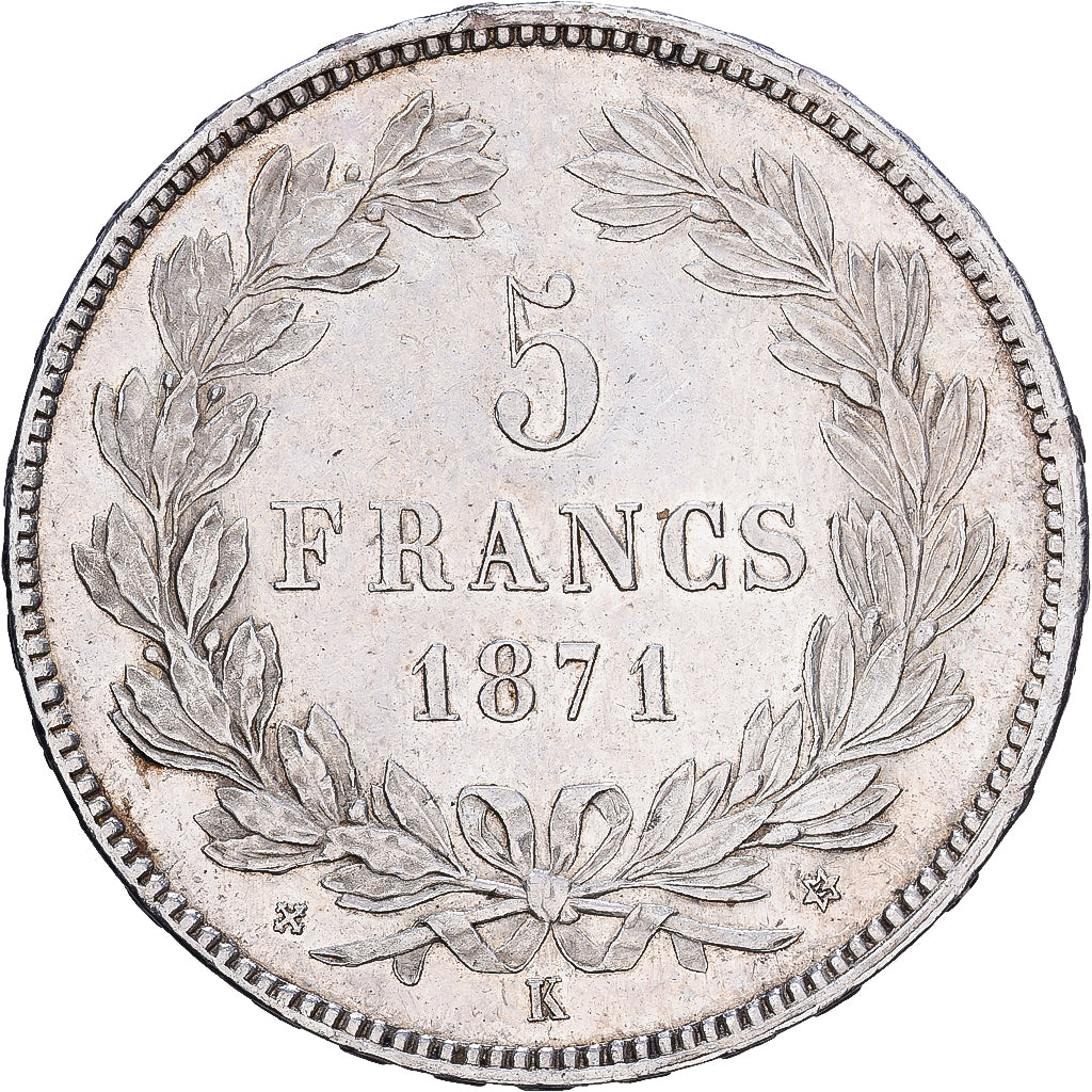 France, 5 Francs, Cérès, 1871, Bordeaux, Silver, AU(50-53), KM:818.2