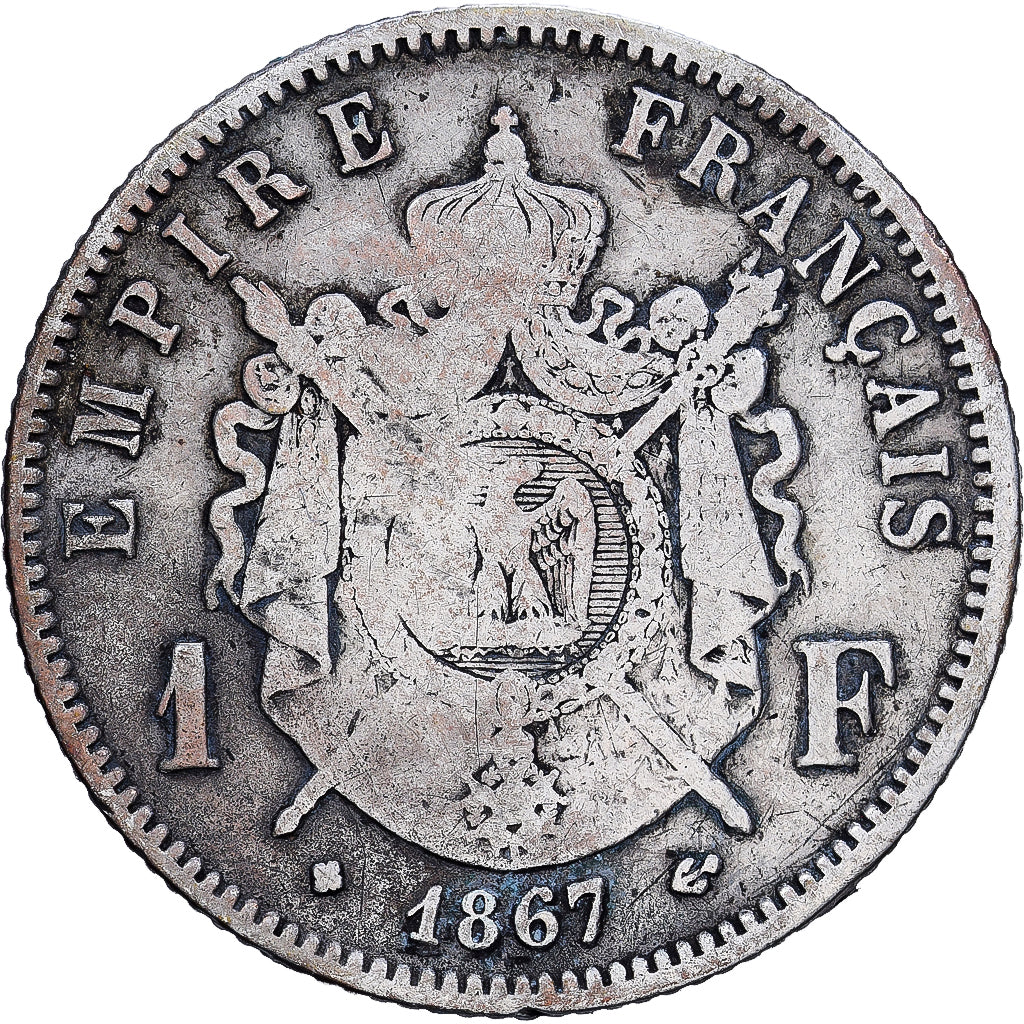 France, Napoleon III, Franc, Napoléon III, 1867, Strasbourg, Contremarque