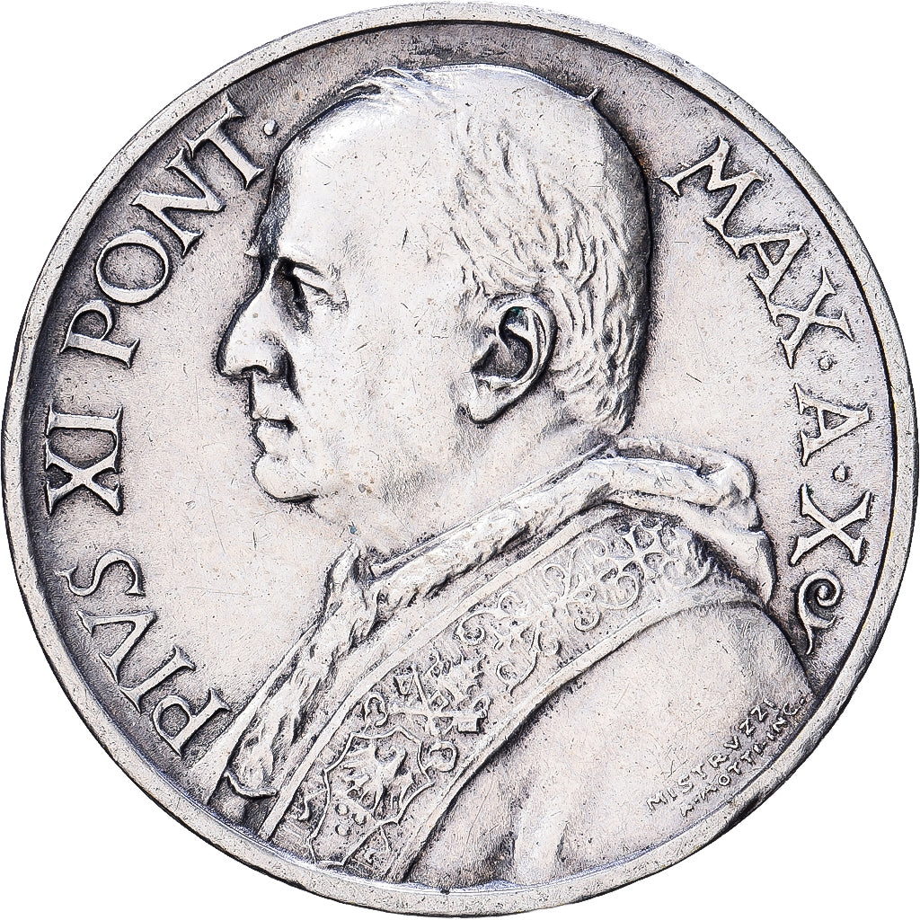Vatikanstadt, Pius XI, 5 Lire, 1931, Rome, Silber, SS, KM:7