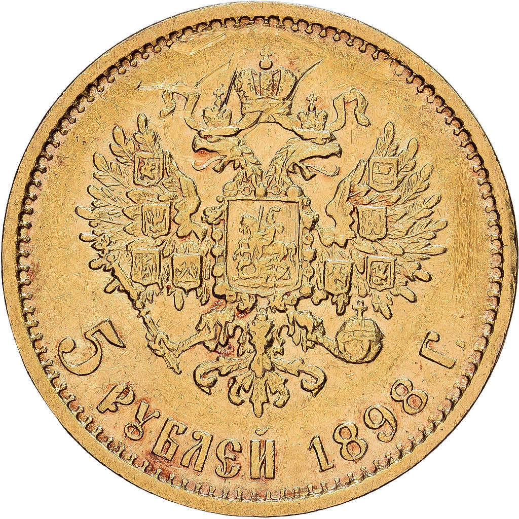 Russie, Nicholas II, 5 Roubles, 1898, St. Petersburg, Or, TTB, KM:62