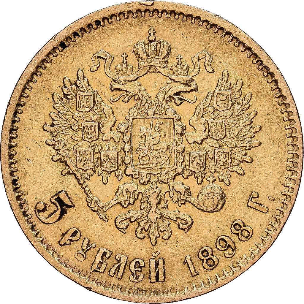 Russia, Nicholas II, 5 Roubles, 1898, St. Petersburg, Oro, BB+, KM:62