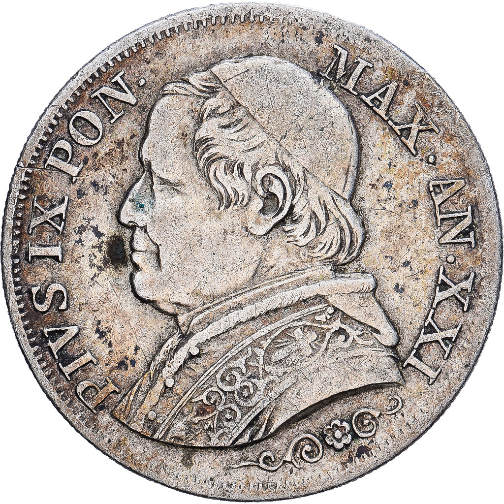 Vatican, PAPAL STATES, Pius IX, Lira, 1866, Rome, Silver, VF(30-35), KM:1378
