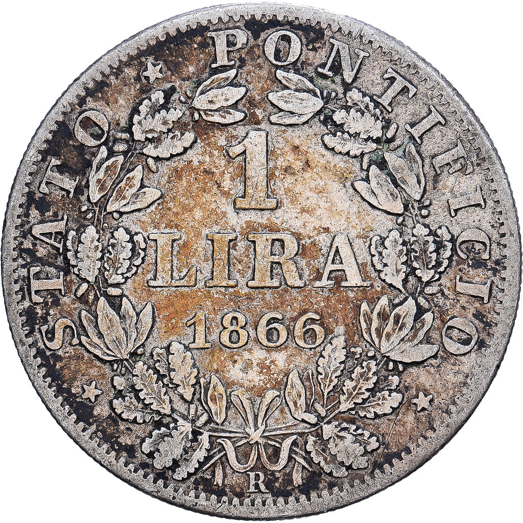Vatican, PAPAL STATES, Pius IX, Lira, 1866, Rome, Silver, VF(30-35), KM:1378