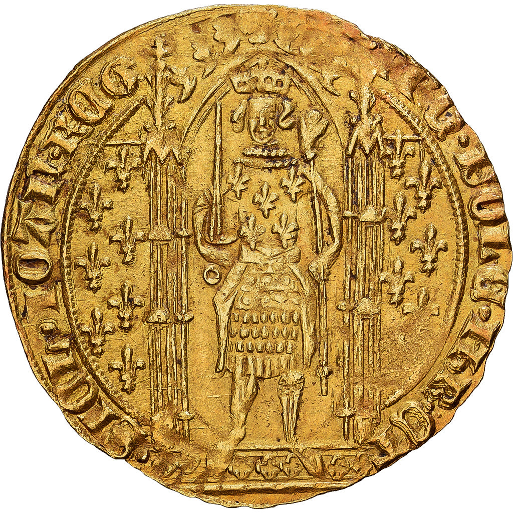 County of Provence, Jeanne de Naples, Franc à pied, ca. 1372, Avignon, Gold