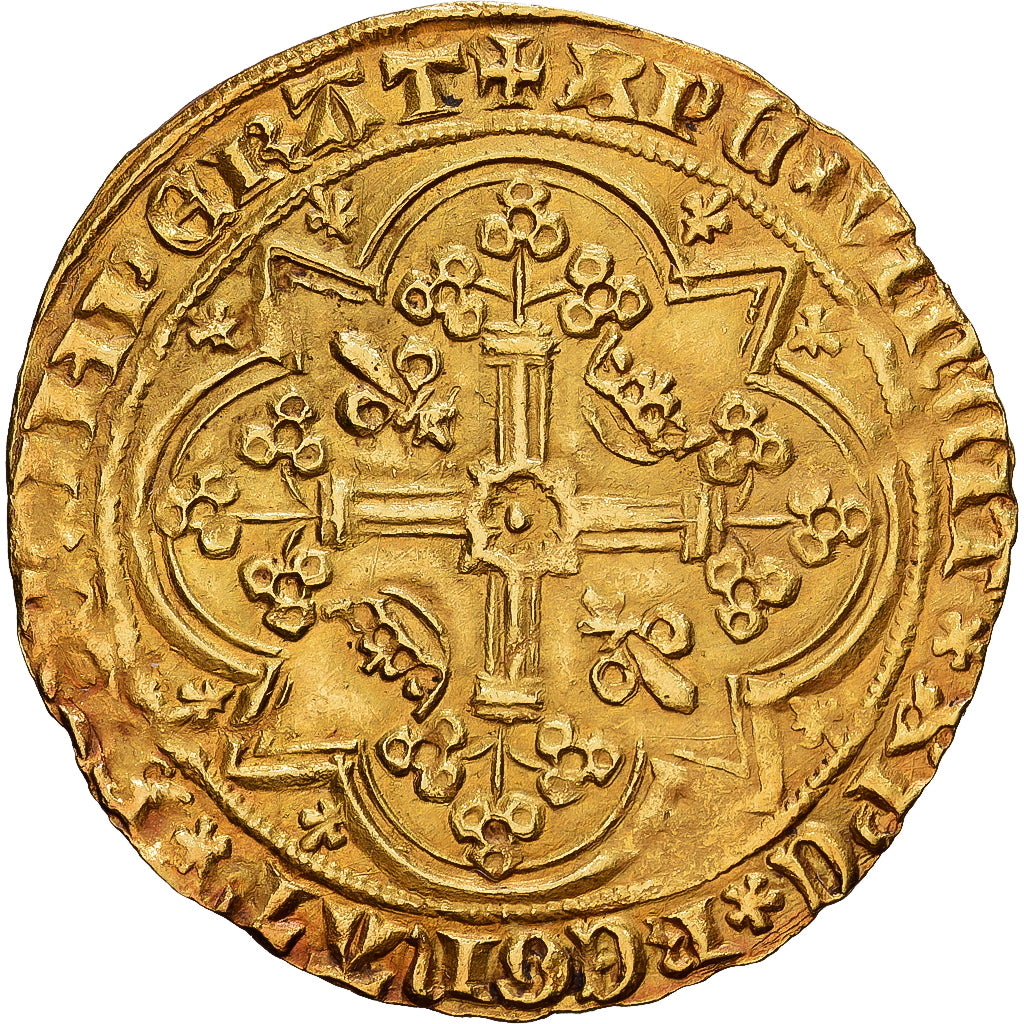 County of Provence, Jeanne de Naples, Franc à pied, ca. 1372, Avignon, Gold