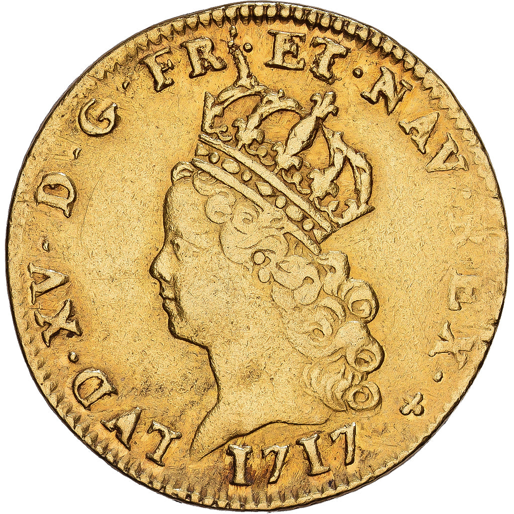 França, Louis XV, louis d'or de Noailles, 1717, Paris, Dourado, EF(40-45)