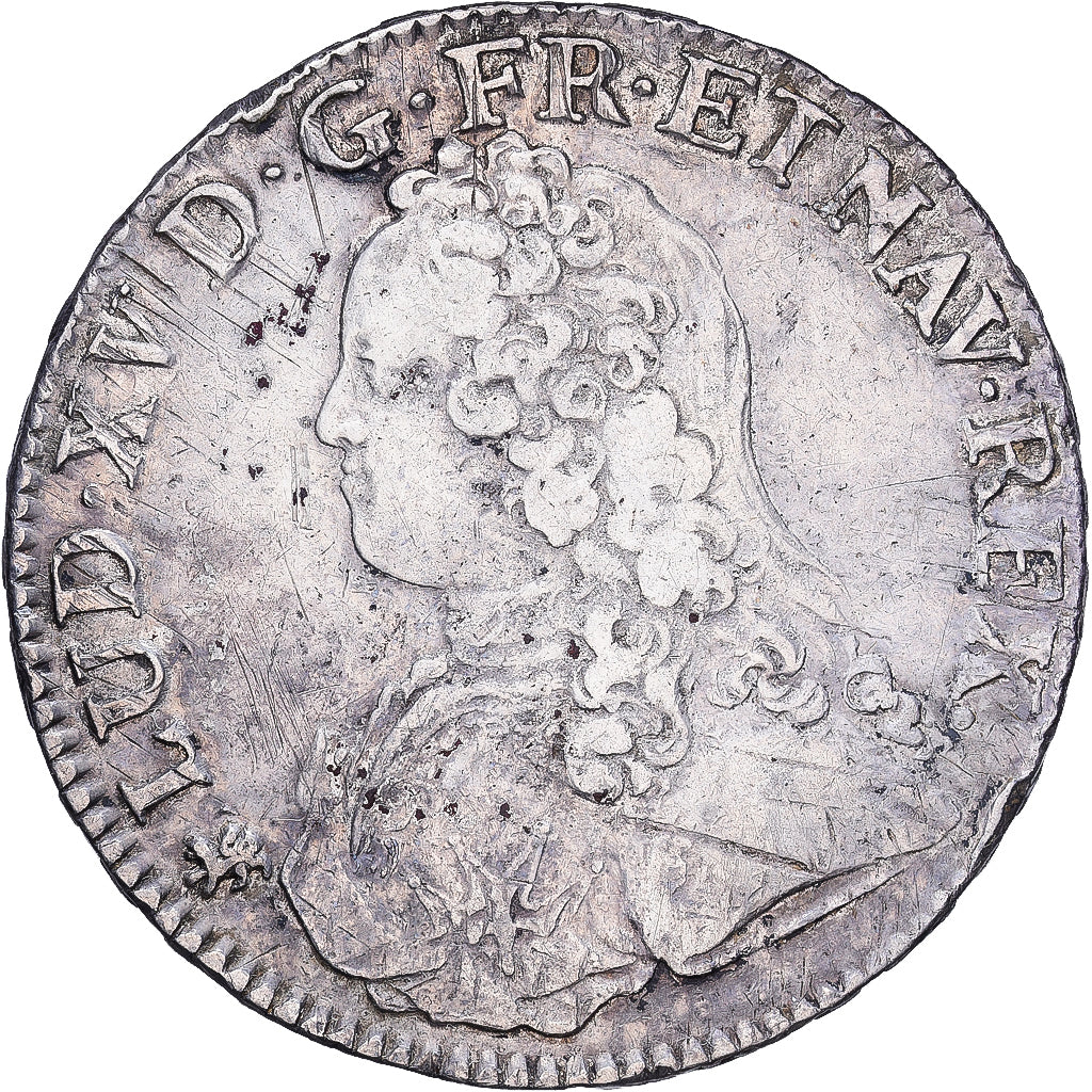 France, Louis XV, Ecu aux branches d'olivier, 1734, Nantes, Silver, EF(40-45)