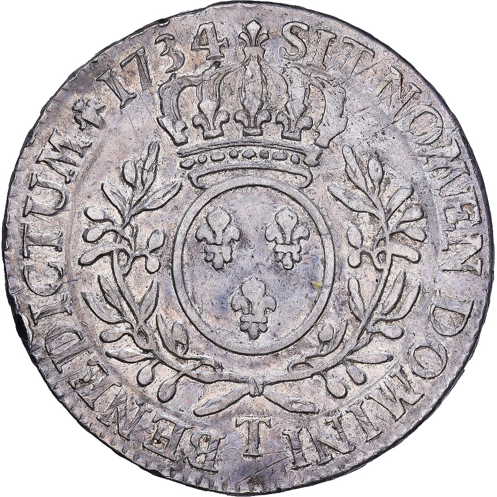 France, Louis XV, Ecu aux branches d'olivier, 1734, Nantes, Silver, EF(40-45)