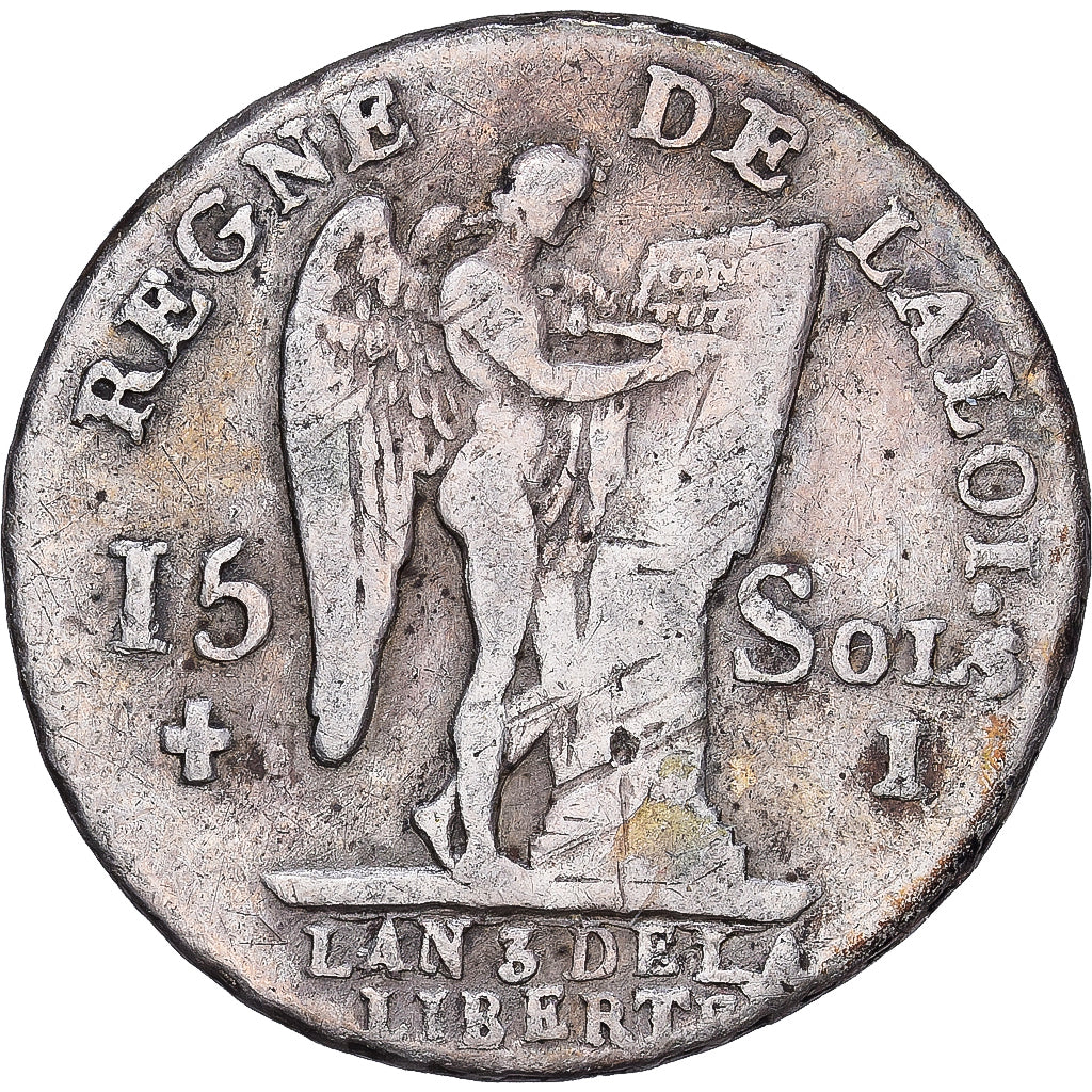 France, Louis XVI, 15 Sols, 1/8 ECU, 1791, Limoges, Silver, VF(20-25), KM:604.5