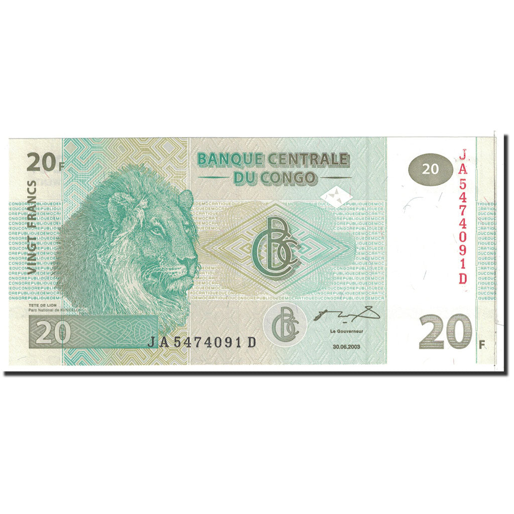 Banknote, Congo Democratic Republic, 20 Francs, 2003, 2003-06-30, KM:94a