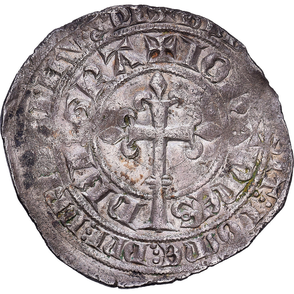 Francia, Jean II le Bon, Gros à la Couronne, 1358, Uncertain Mint, Argento, BB