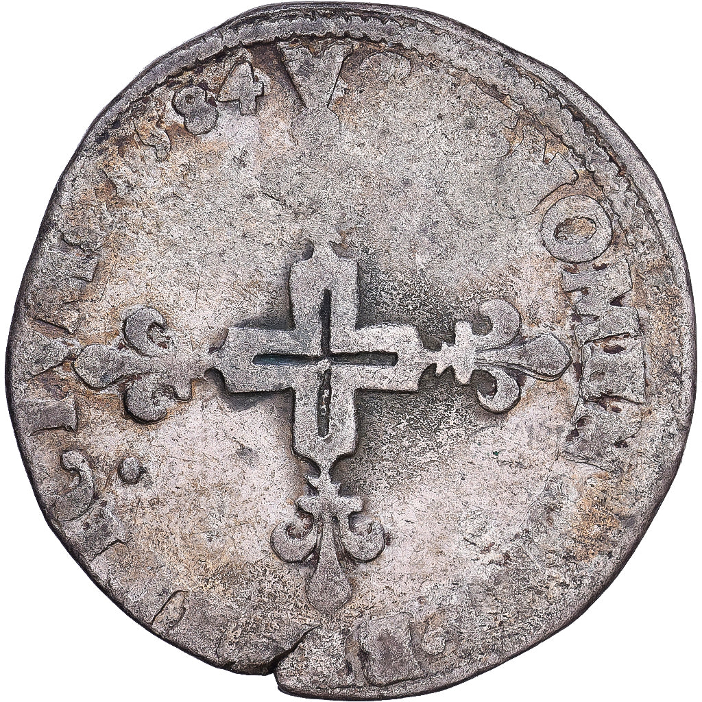 França, Henri III, Sol Parisis, 1584, Paris, Prata, VG(8-10)
