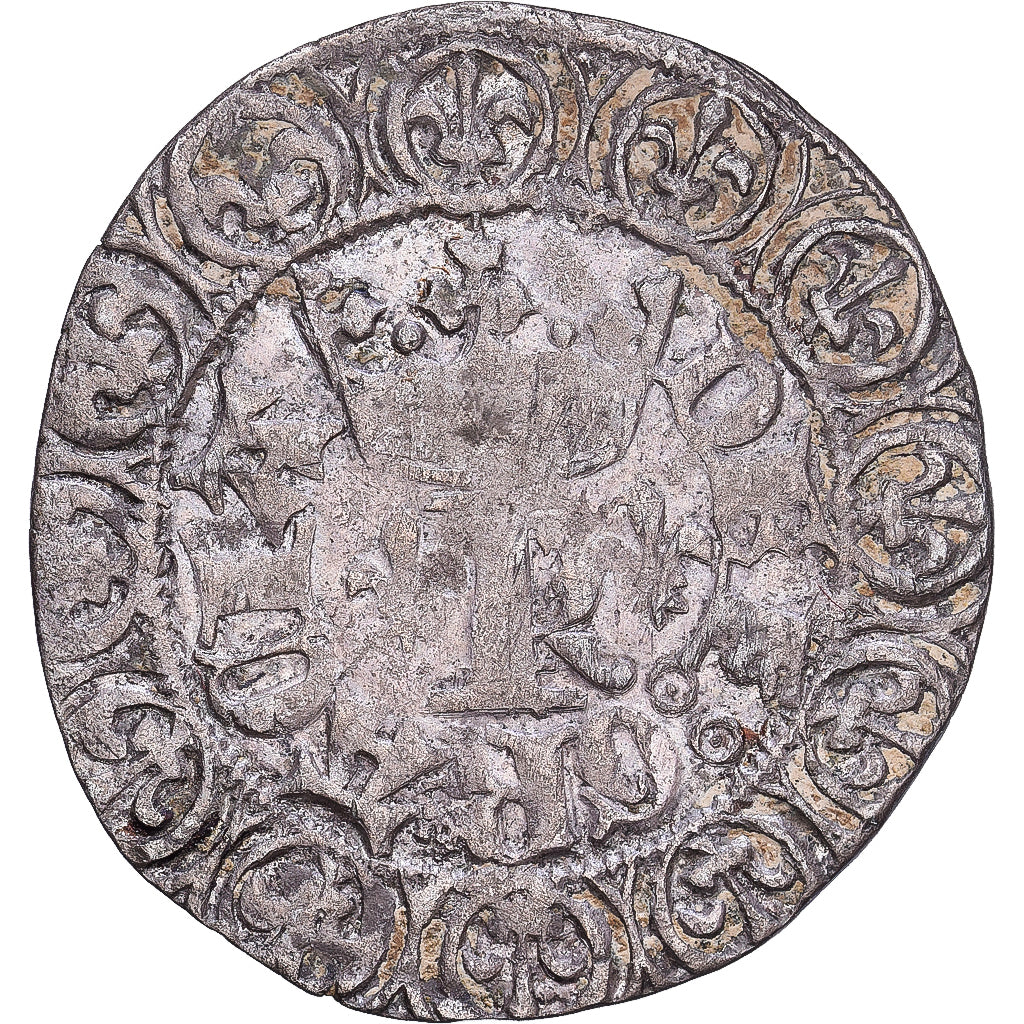 France, Charles V, Blanc au K, 1365, Billon, EF(40-45)