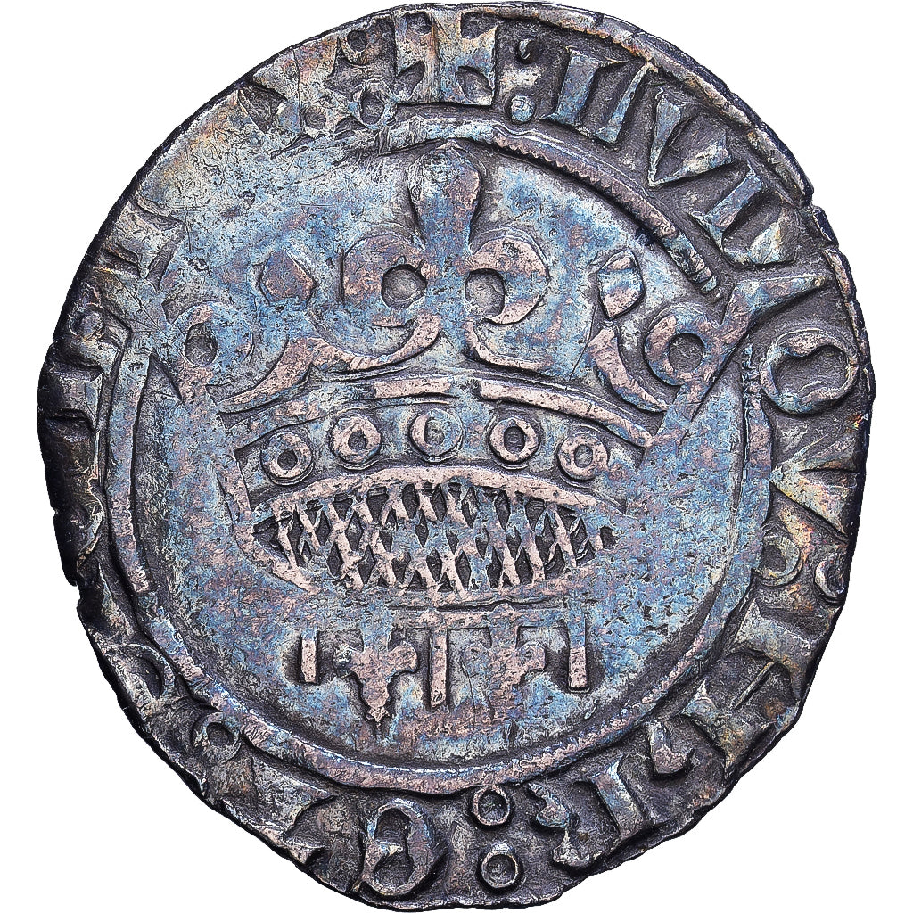 County of Provence, Louis II d'Anjou, Sol coronat, 1414, Tarascon, Vellón, BC+