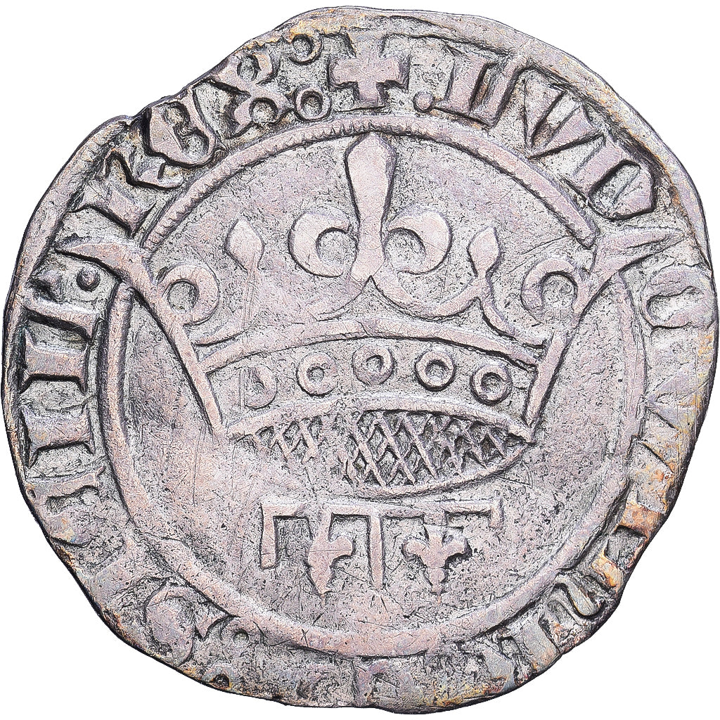 County of Provence, Louis III d'Anjou, Sol coronat, 1414, Tarascon, Billon, S+