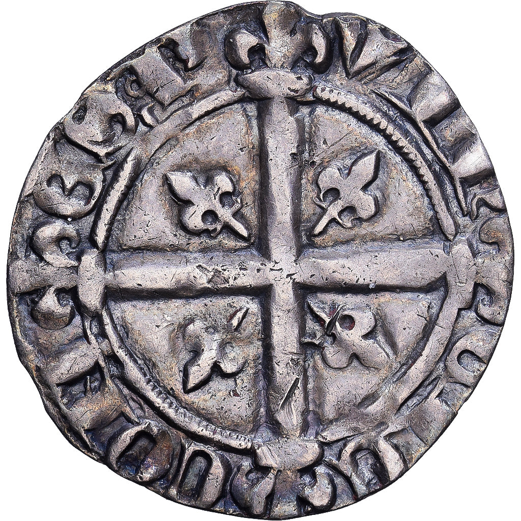 County of Provence, Robert d'Anjou, Sol coronat, ca. 1339, Avignon, Argento, BB