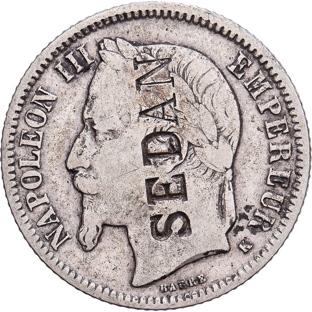 France, Napoleon III, Franc, Napoléon III, 1867, Bordeaux, Contremarque SEDAN