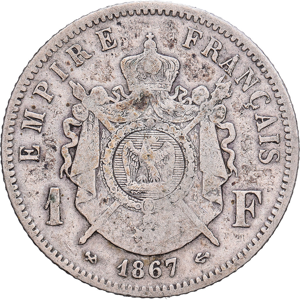 France, Napoleon III, Franc, Napoléon III, 1867, Bordeaux, Contremarque SEDAN