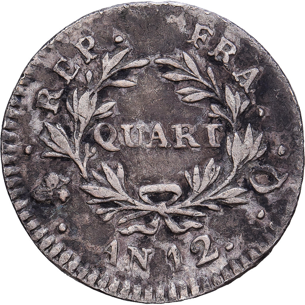 France, 1/4 Franc, Napoléon I, An 12, Perpignan, Argent, TB, KM:653.8