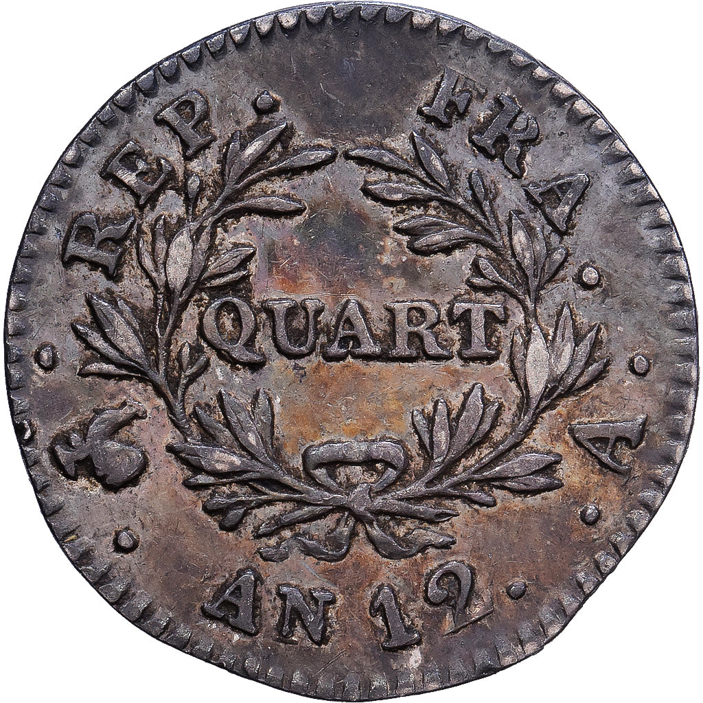 Francia, 1/4 Franc, Napoléon I, An 12, Paris, Argento, BB, KM:653.1