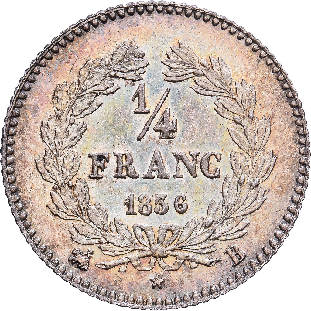 France, 1/4 Franc, Louis-Philippe, 1836, Rouen, Argent, SUP, KM:740.2