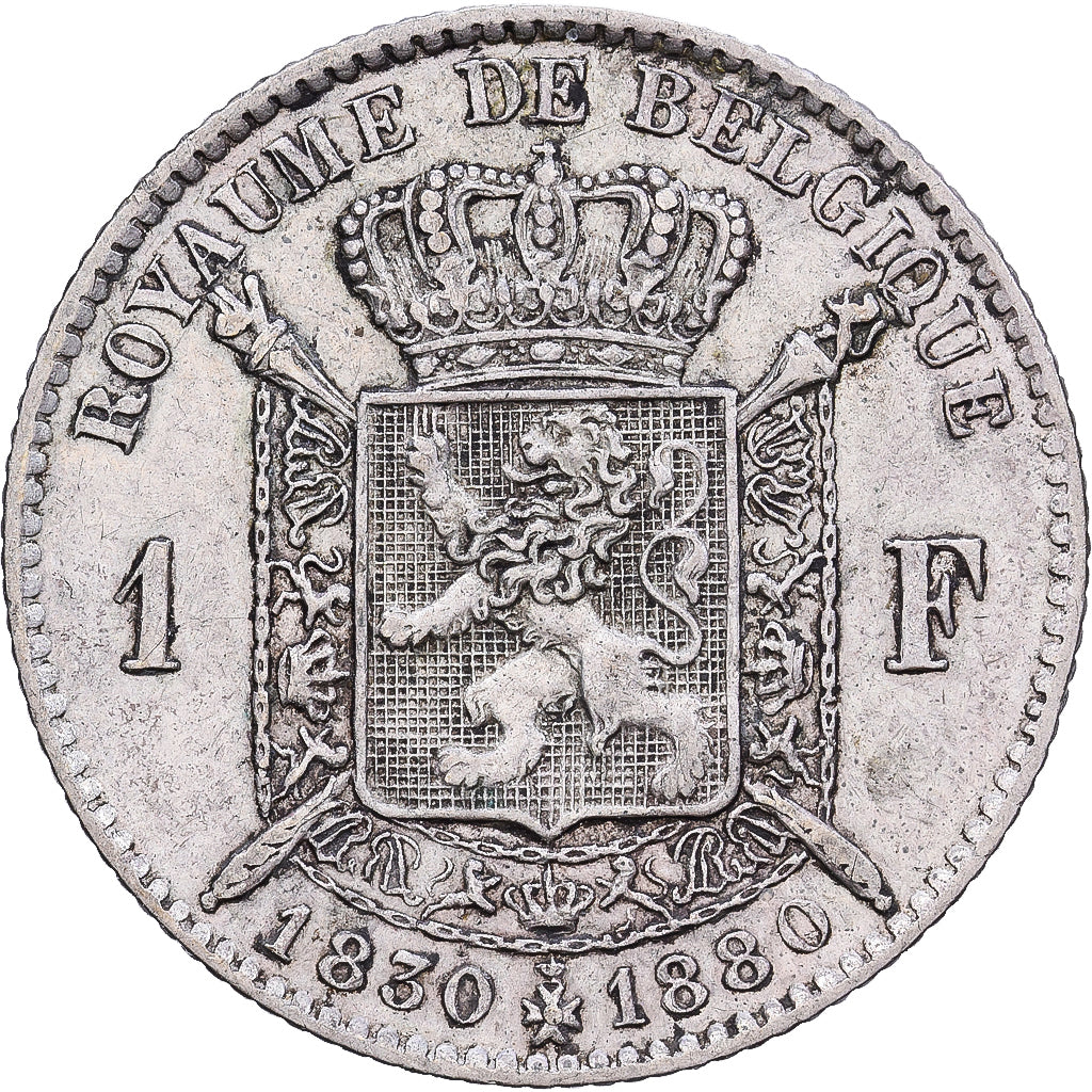 België, Leopold II, Franc, 1880, Brussels, Zilver, ZF, KM:38