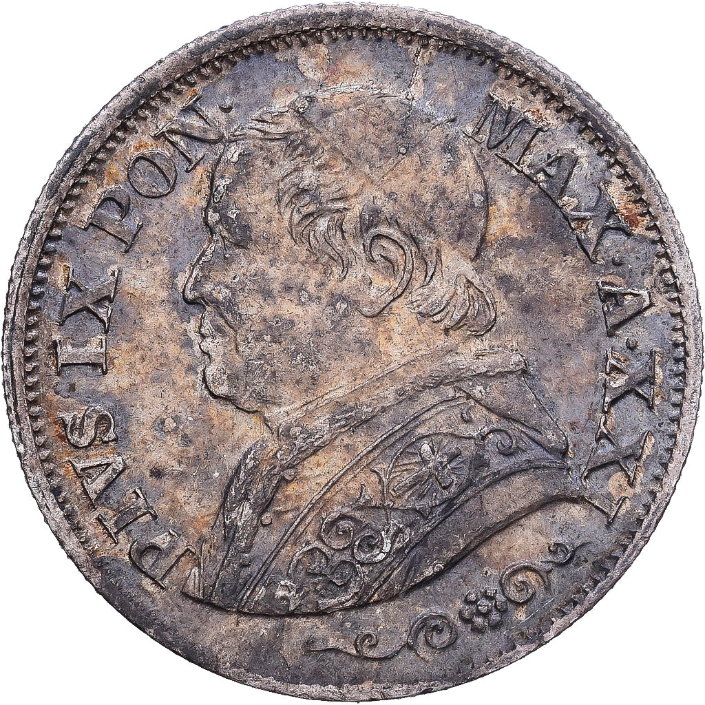 CIUDAD DEL VATICANO, PAPAL STATES, Pius IX, 10 Soldi, 50 Centesimi, 1867, Rome
