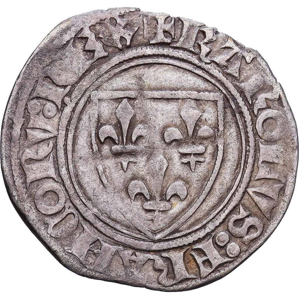 França, Charles VI, Blanc Guénar, 1411, Tournai, Lingote, EF(40-45)