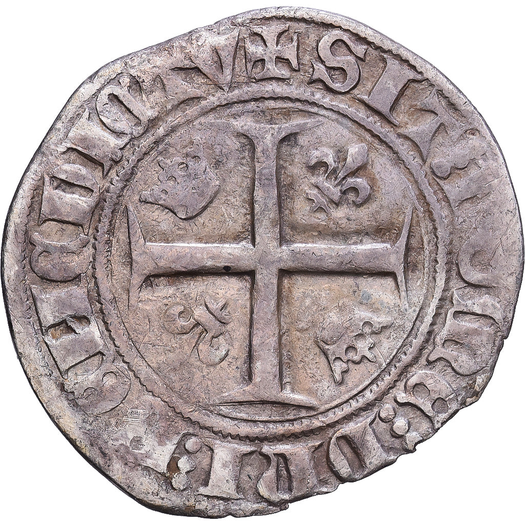 França, Charles VI, Blanc Guénar, 1411, Tournai, Lingote, EF(40-45)