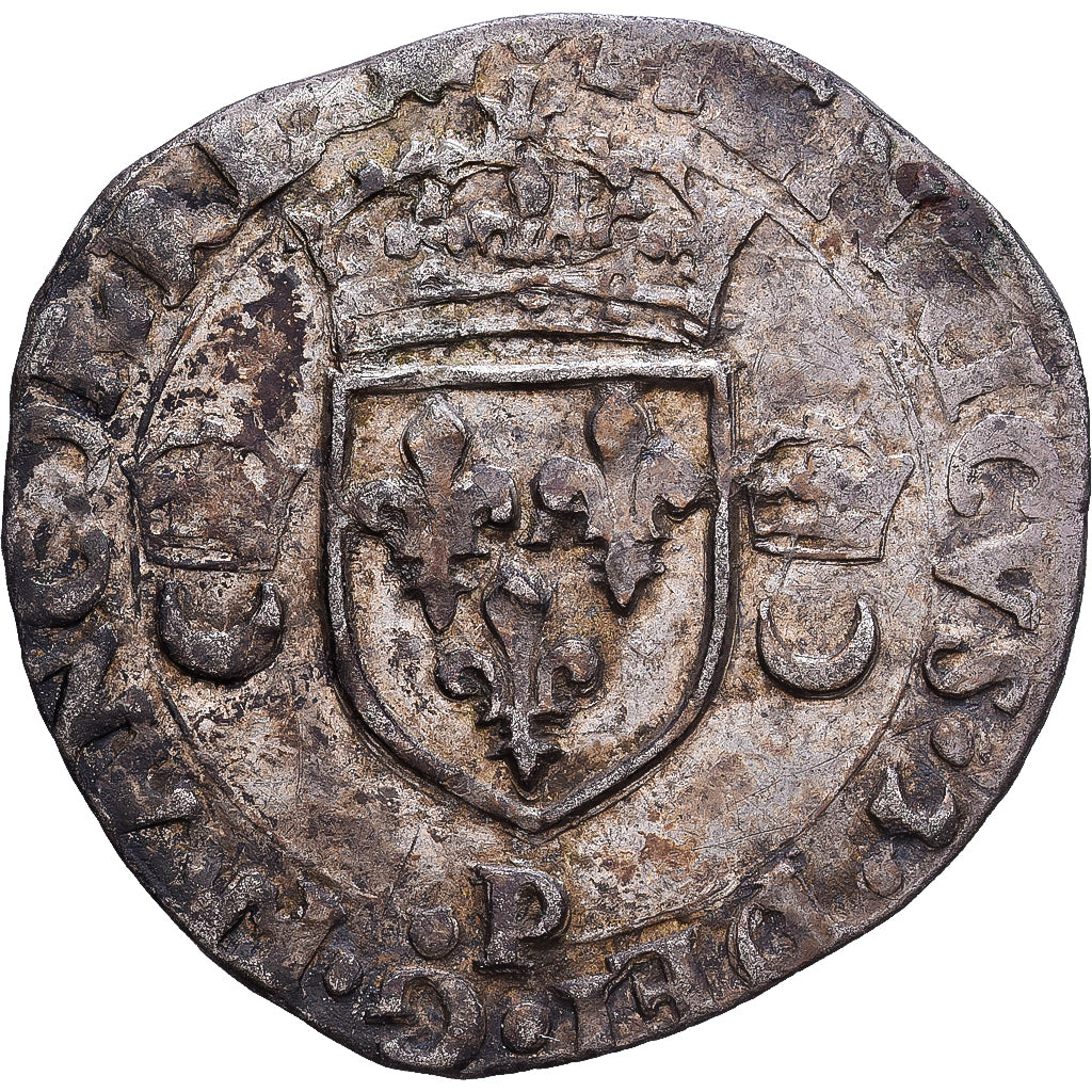 Francia, Henri II, Douzain aux croissants, 1555, Dijon, Argento, BB