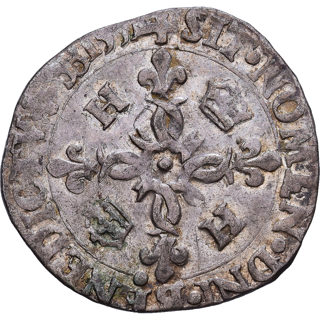 Francia, Henri II, Douzain aux croissants, 1555, Dijon, Argento, BB