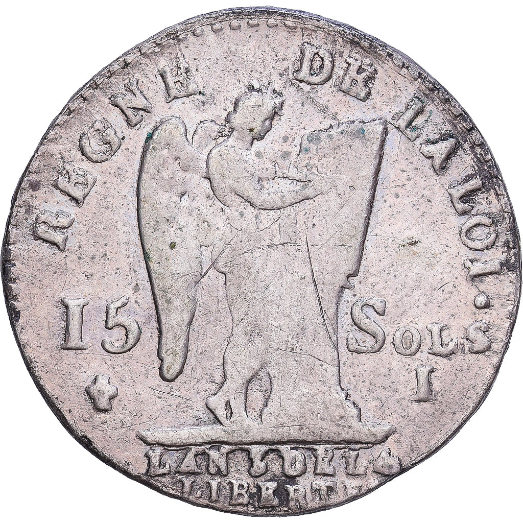 Francia, 15 Sols, 1/8 ECU, 15 sols françois, 1791, Limoges, Argento, MB+