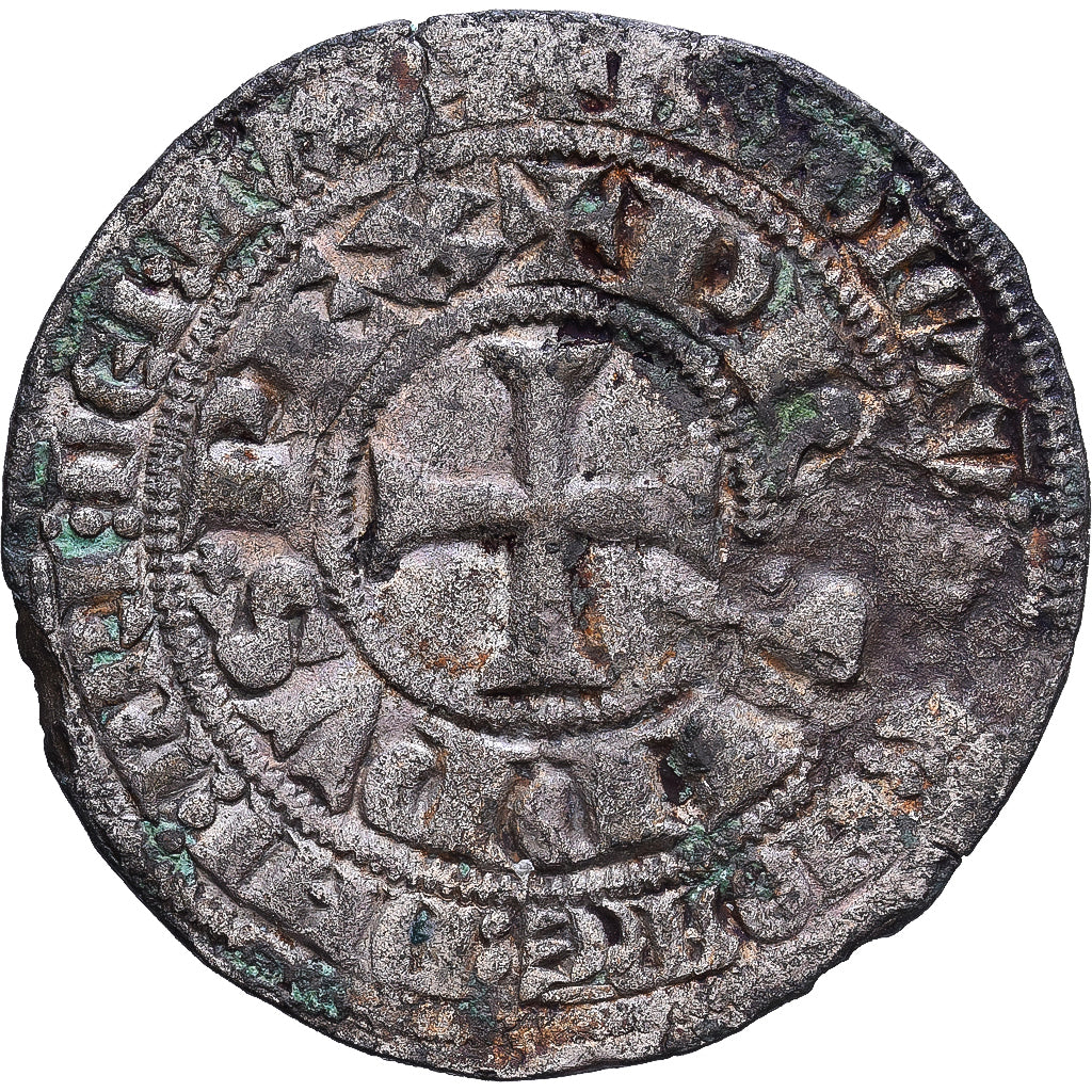 France, Philippe IV le Bel, Gros tournois à l'O long, ca. 1298, Argent, TTB