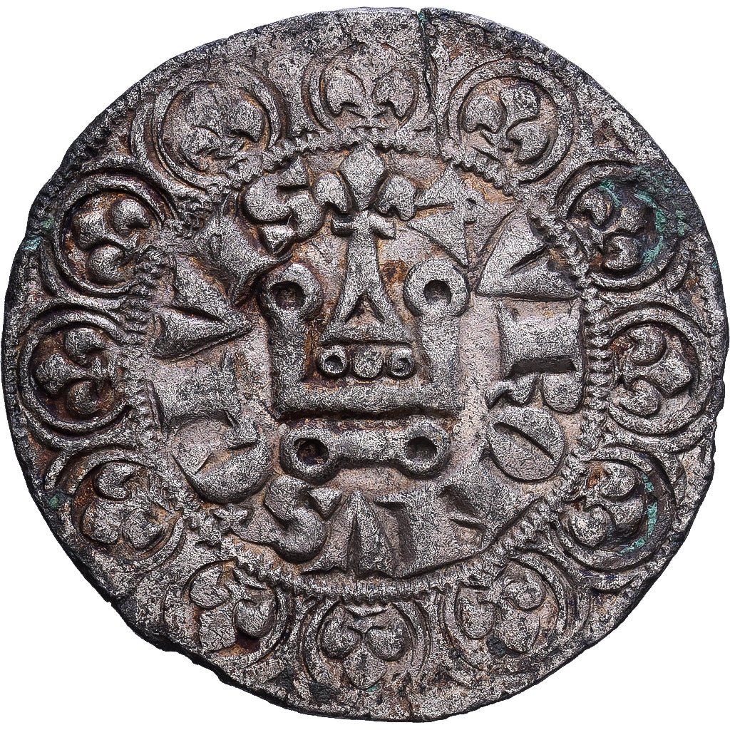 France, Philippe IV le Bel, Gros tournois à l'O long, ca. 1298, Argent, TTB