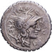 Roman Republic, Pomponia, Denarius Serratus, 118 BC, Narbonne, Zilver, FR+