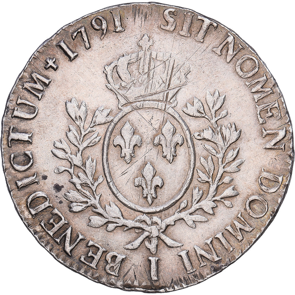 France, Louis XVI, Ecu aux branches d'olivier, 1791, Limoges, Silver, EF(40-45)