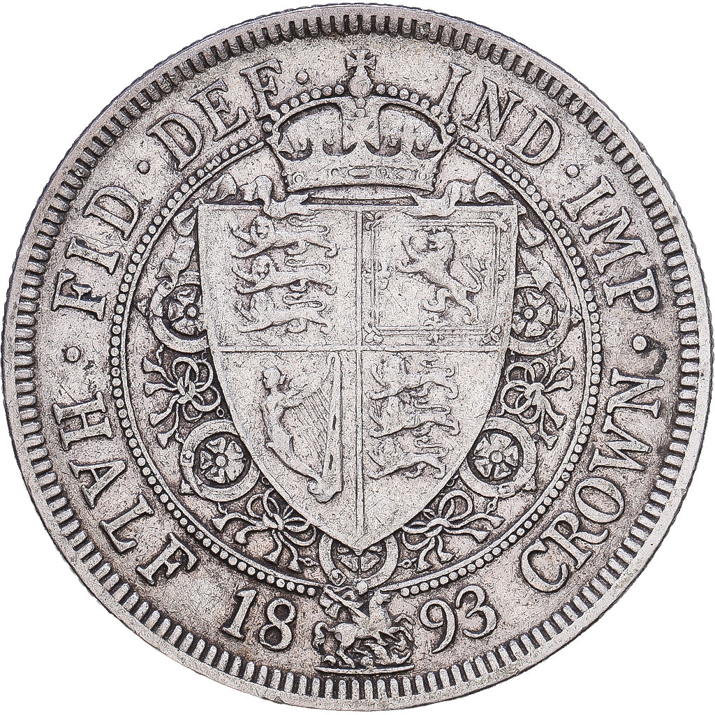 Wielka Brytania, Victoria, 1/2 Crown, 1893, Srebro, VF(30-35), KM:782