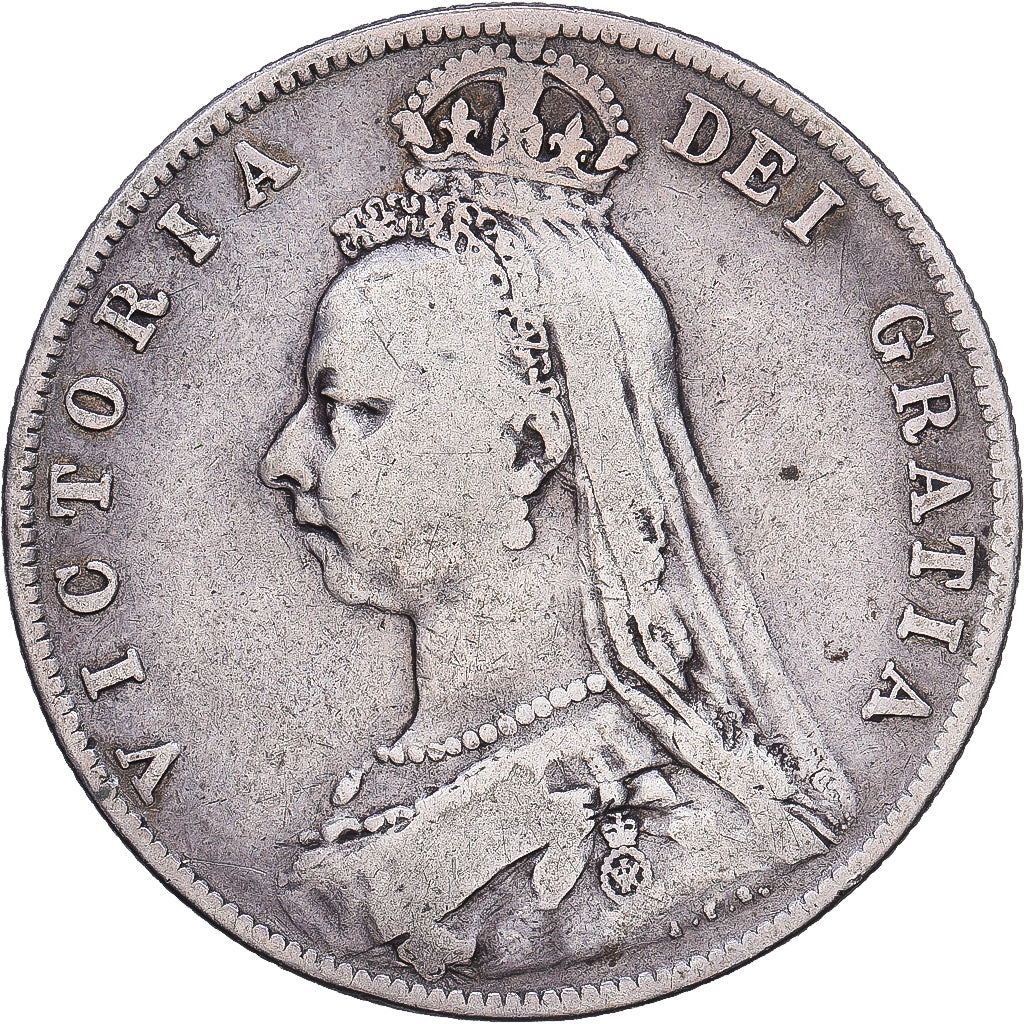 Gran Bretaña, Victoria, 1/2 Crown, 1891, Plata, BC+, KM:764