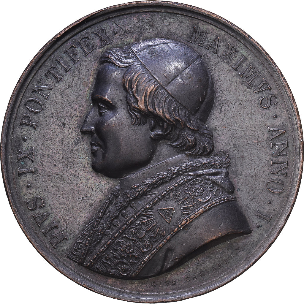 CIUDAD DEL VATICANO, medalla, Pie IX, 1846, Bronce, EBC