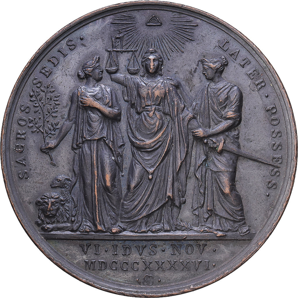 CIUDAD DEL VATICANO, medalla, Pie IX, 1846, Bronce, EBC