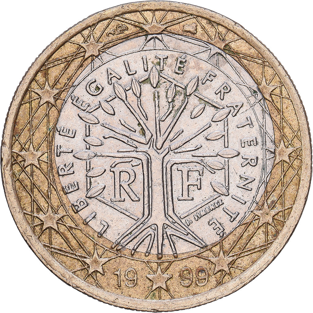 Francia, Euro, error misaligned core, 1999, Paris, Cupronickel, MBC