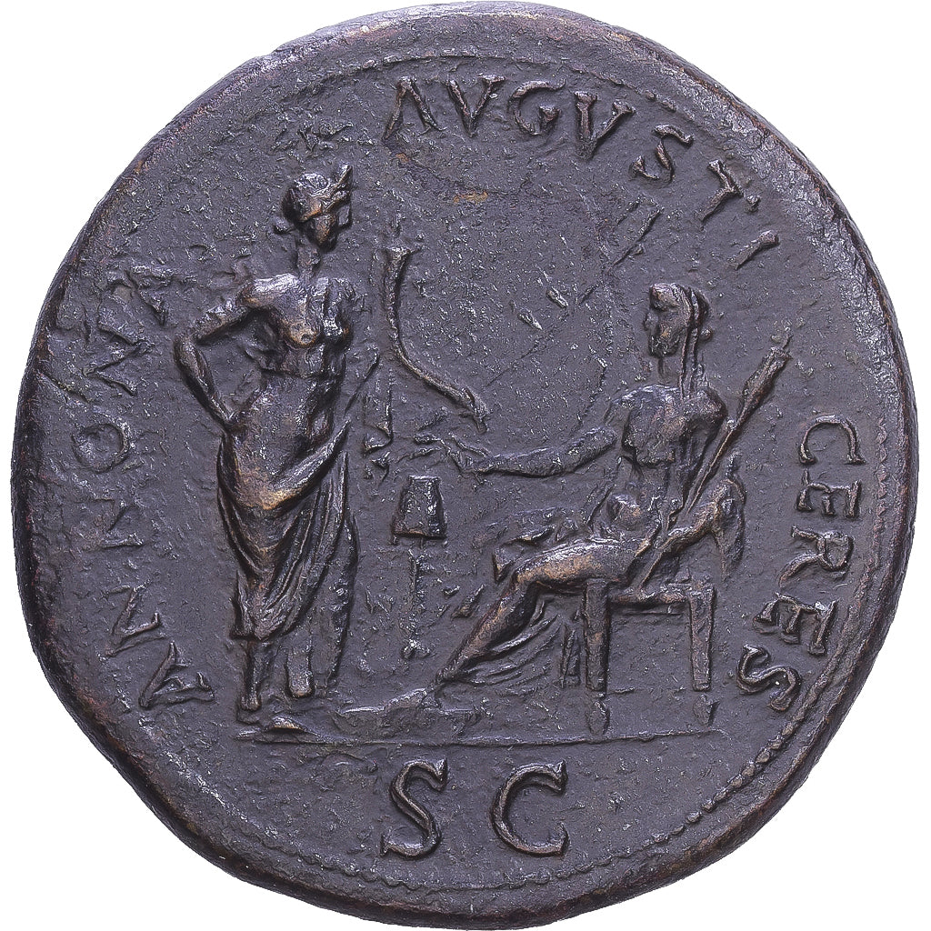 Roman Empire, Nero, Sestertius, 66, Lugdunum, Bronze, AU(50-53)