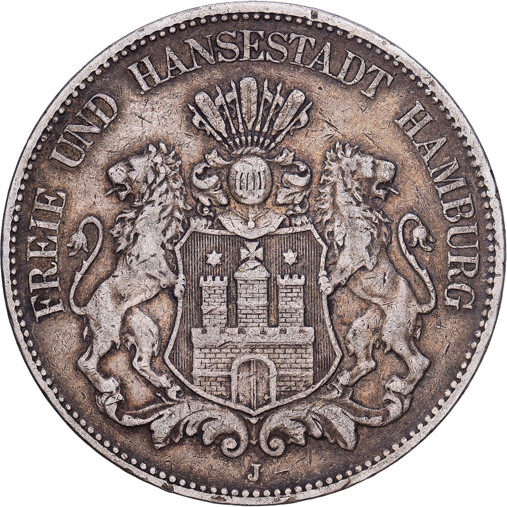 Deutsch Staaten, HAMBURG, 5 Mark, 1903, Hamburg, Silber, S+, KM:610