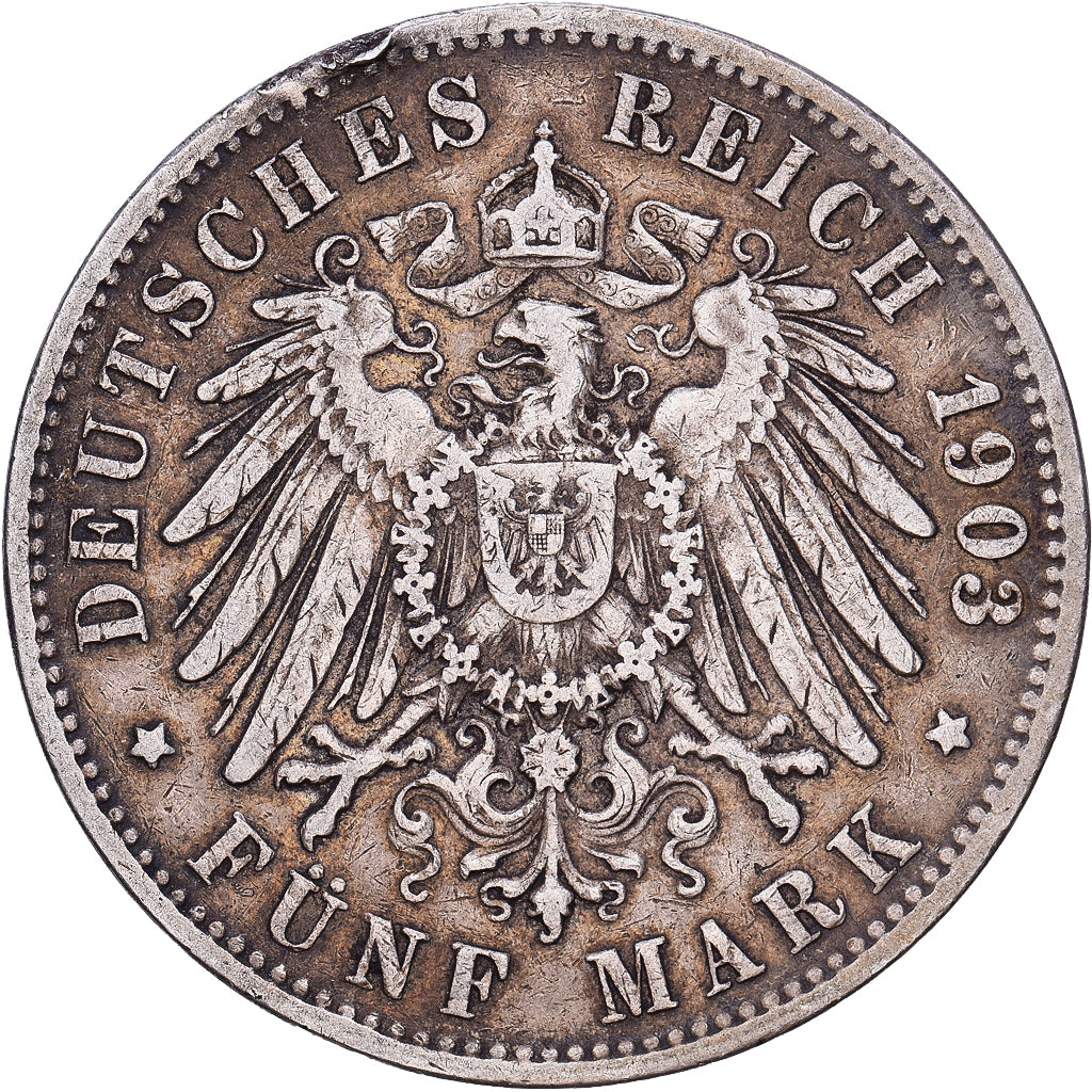Deutsch Staaten, HAMBURG, 5 Mark, 1903, Hamburg, Silber, S+, KM:610
